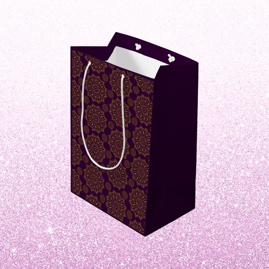 Elegant mandala patroon paarse gouden diwali medium cadeauzakje