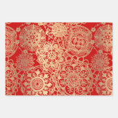 Elegant Mandala patroon rood groen goud Inpakpapier Vel (Voorkant)