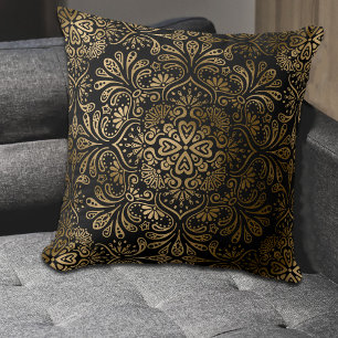 Elegant Mandala Pattern op Black Sierkussen