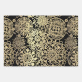 Elegant Mandala Pattern Paars Blue Gold Black Inpakpapier Vel (Voorkant 3)