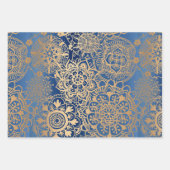 Elegant Mandala Pattern Paars Blue Gold Black Inpakpapier Vel (Voorkant 2)