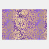 Elegant Mandala Pattern Paars Blue Gold Black Inpakpapier Vel (Voorkant)