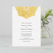 Elegant Mandala REAL GOLD FOIL bruiloft Folie Uitnodiging (Staand Voorkant)