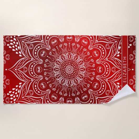 Elegant Mandala Red Strandlaken (Voorkant)