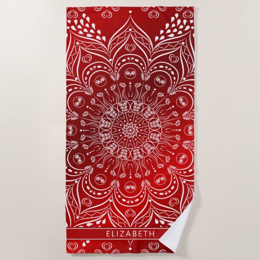 Elegant Mandala Red Strandlaken (Voorkant)