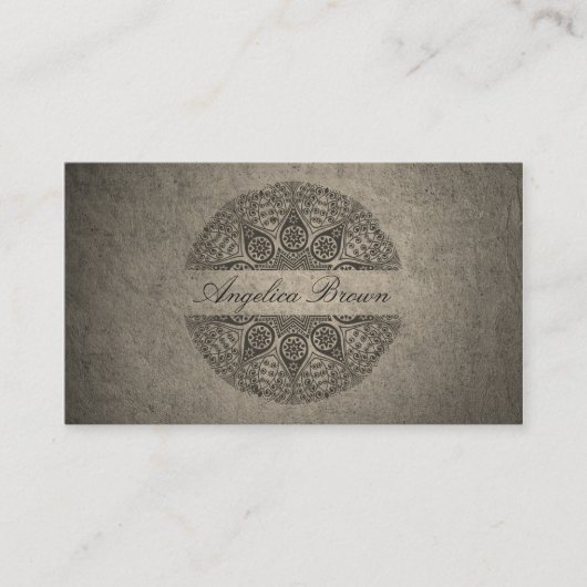 Elegant Mandala Visitekaartje met stenen textuur (Voorkant)