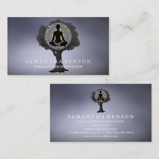 Elegant Mandala Yoga Pose Tree Logo Art Visitekaartje (Voorkant / Achterkant)