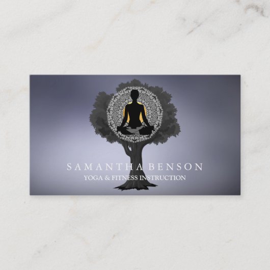 Elegant Mandala Yoga Pose Tree Logo Art Visitekaartje (Voorkant)