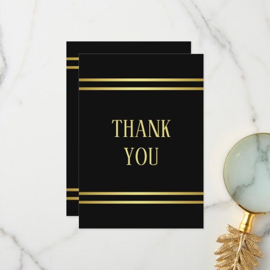 Elegant mannelijk goud & zwart verjaardag bedankkaart (Voorkant / Achterkant in situ)