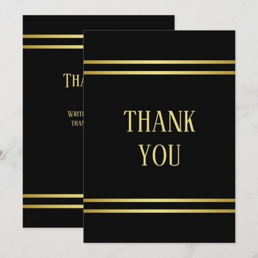 Elegant mannelijk goud & zwart verjaardag bedankkaart (Voorkant / Achterkant)