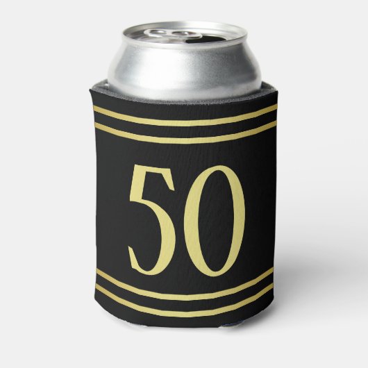 Elegant mannelijk goud & zwart verjaardag blikjeskoeler (Blikje Achterkant)