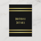 Elegant mannelijk goud & zwart verjaardag informatiekaartje (Voorkant)