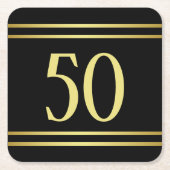 Elegant mannelijk goud & zwart verjaardag kartonnen onderzetters (Voorkant)