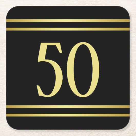 Elegant mannelijk goud & zwart verjaardag kartonnen onderzetters (Voorkant)