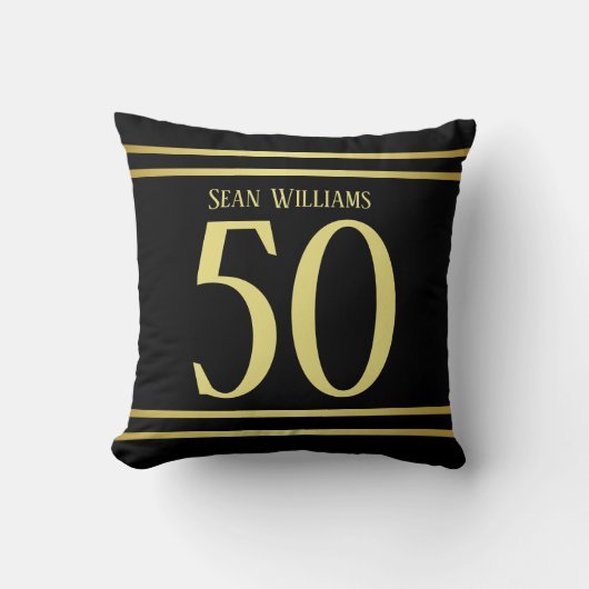 Elegant mannelijk goud & zwart verjaardag kussen (Voorkant)