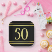 Elegant mannelijk goud & zwart verjaardag papieren bordje (Feest)