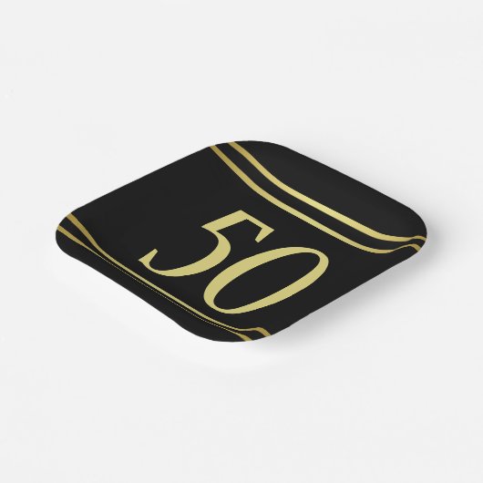 Elegant mannelijk goud & zwart verjaardag papieren bordje (Gebogen)