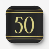 Elegant mannelijk goud & zwart verjaardag papieren bordje (Voorkant)