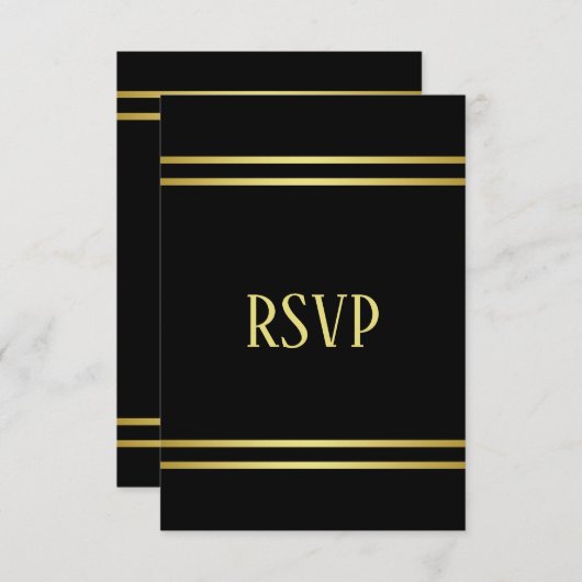 Elegant mannelijk goud & zwart verjaardag RSVP kaartje (Voorkant / Achterkant)