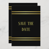 Elegant mannelijk goud & zwart verjaardag save the date (Voorkant / Achterkant)