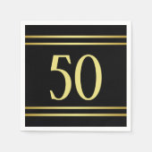 Elegant mannelijk goud & zwart verjaardag servet (Voorkant)