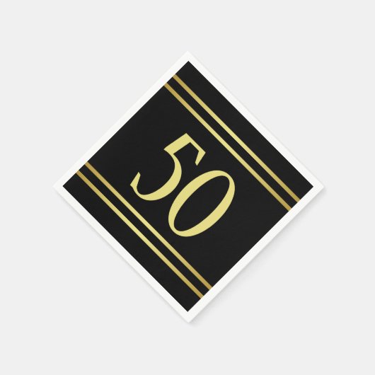 Elegant mannelijk goud & zwart verjaardag servet (Hoek)