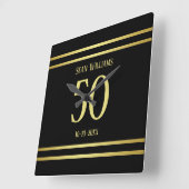 Elegant mannelijk goud & zwart verjaardag vierkante klok (Hoek)