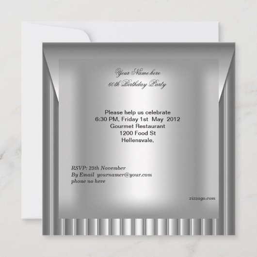 Elegant Mannen 60th Birthday Party Lock Mans 2 Kaart (Achterkant)