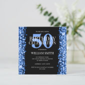 Elegant Mannen Birthday Party Sparkles Blue Kaart (Staand voorkant)