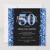 Elegant Mannen Birthday Party Sparkles Blue Kaart (Voorkant)