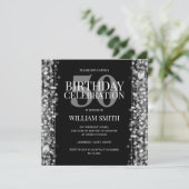 Elegant Mannen Birthday Party Sparkles Silver Kaart (Staand voorkant)