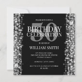 Elegant Mannen Birthday Party Sparkles Silver Kaart (Voorkant)
