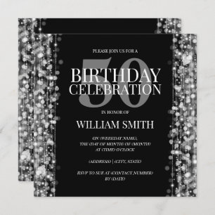 Elegant Mannen Birthday Party Sparkles Silver Kaart