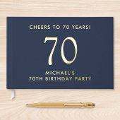Elegant Mannen Blauwe 70ste Verjaardagsfeest Gastenboek