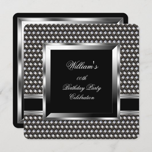 Elegant Mannen Silver Birthday Man 2 Kaart (Voorkant / Achterkant)