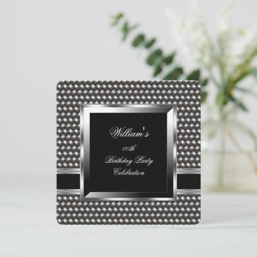 Elegant Mannen Silver Birthday Man 2 Kaart (Staand voorkant)