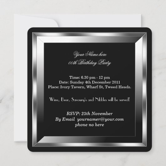 Elegant Mannen Silver Birthday Man 2 Kaart (Achterkant)