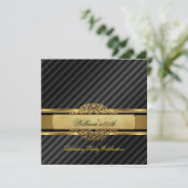 Elegant Mans Black Gold Birthday Party Mannen Kaart (Staand voorkant)