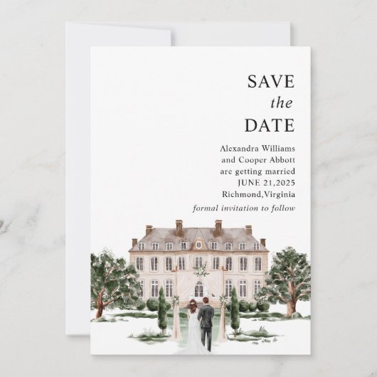 Elegant Mansion Estate Save the Date Kaart (Voorkant)