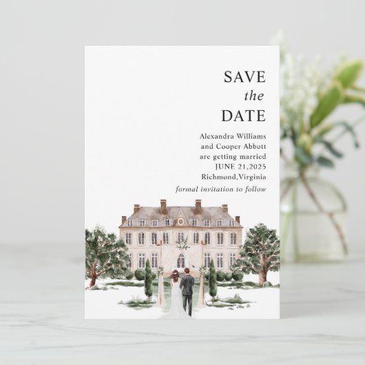 Elegant Mansion Estate Save the Date Kaart (Staand voorkant)