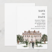 Elegant Mansion Estate Save the Date Kaart (Voorkant / Achterkant)