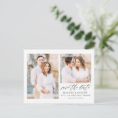 Elegant Manuscript 2 Foto sparen de Datum Aankondigingskaart (Staand voorkant)