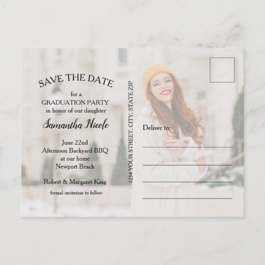 Elegant Manuscript Afstuderen bewaart de DATUM Briefkaart (Achterkant)