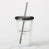 Elegant Manuscript Bridesmaid Persoonlijke Naam Acryl Drinkbeker (Achterkant)