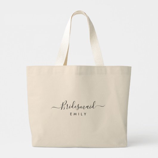 Elegant Manuscript Bridesmaid Persoonlijke Naam Ta Grote Tote Bag (Achterkant)
