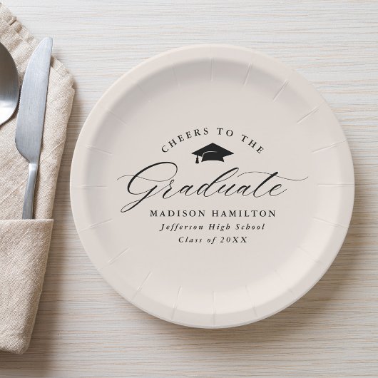 Elegant Manuscript Cream Cheers aan Afstuderen Papieren Bordje
