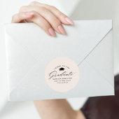 Elegant Manuscript Cream Cheers aan Afstuderen Ronde Sticker