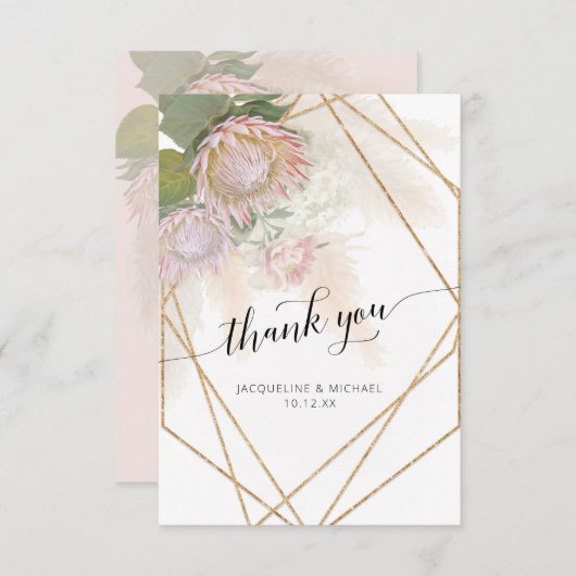 Elegant Manuscript Dank u Moderne Geometrische Flo Bedankkaart (Voorkant / Achterkant)