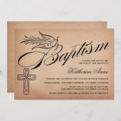 Elegant  Manuscript dwars en Dove Baptisme Kaart (Voorkant / Achterkant)