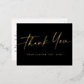Elegant manuscript echte folie dank u tekstzwarte  feestdagen briefkaart (Voorkant / Achterkant)